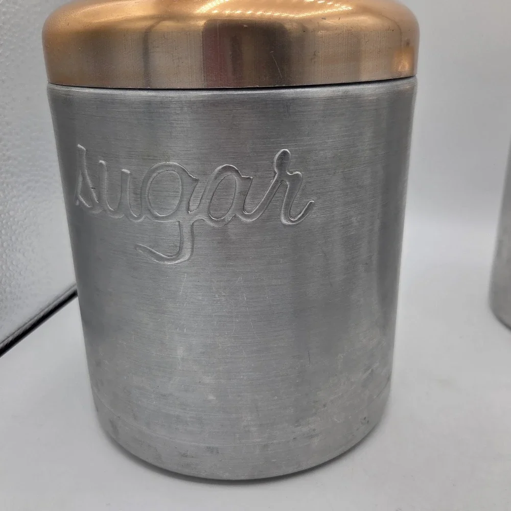 Heller Hostess Ware Stainless Steel/Copper Canister Set Kitchen Pantry